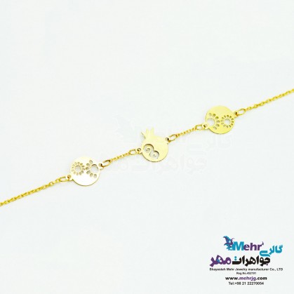 دستبند طلا - طرح انار و گل خورشیدی-MB0241